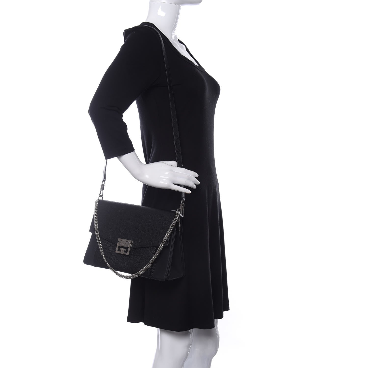 Givenchy Sugar Goatskin Medium GV3 Shoulder Bag Black 2 of 10
