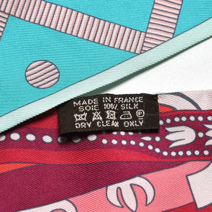 Hermes Silk Balade en Berline Twilly Vert Rose Poudre Rouge 3 of 5