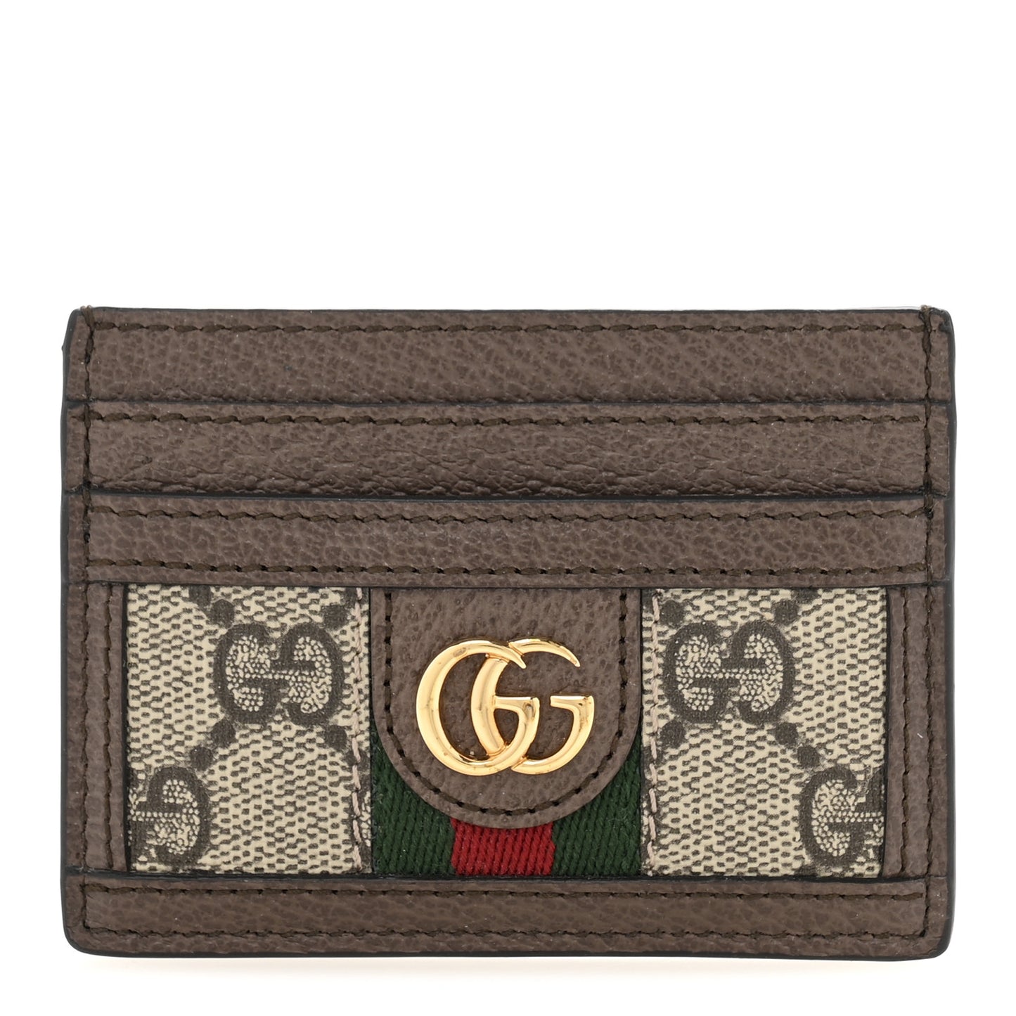 GG Supreme Monogram Ophidia Card Holder Brown