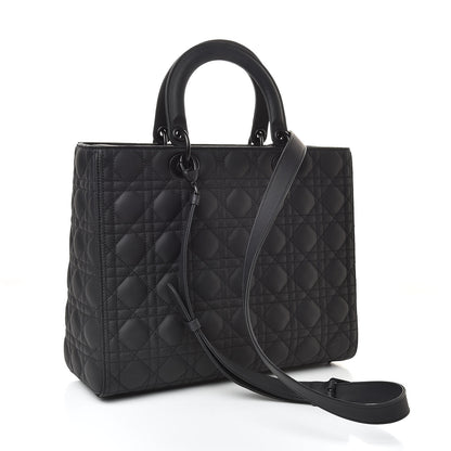 Christian Dior Ultra Matte Calfskin Cannage Large Lady Dior Black 3 of 11