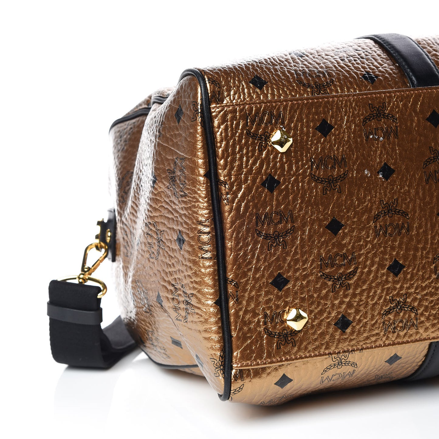 Metallic Visetos Medium Traveler Weekender Bag Gold