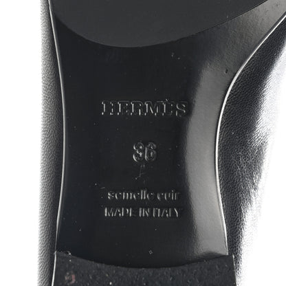 Hermes Goatskin Womens Paris Loafers 36 Black 6 of 11