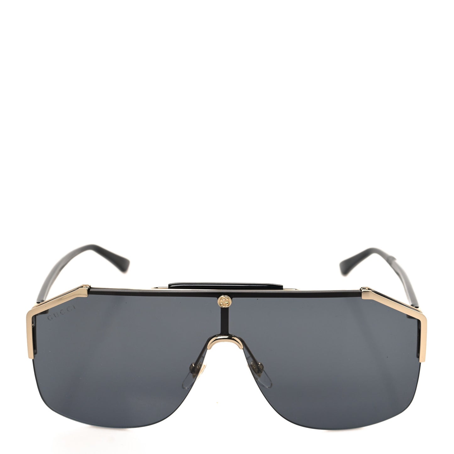 Metal Rimless Square Sunglasses GG0291S Black Gold