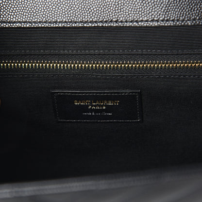Saint Laurent Grain De Poudre Matelasse Chevron Large Monogram Satchel Black 5 of 8