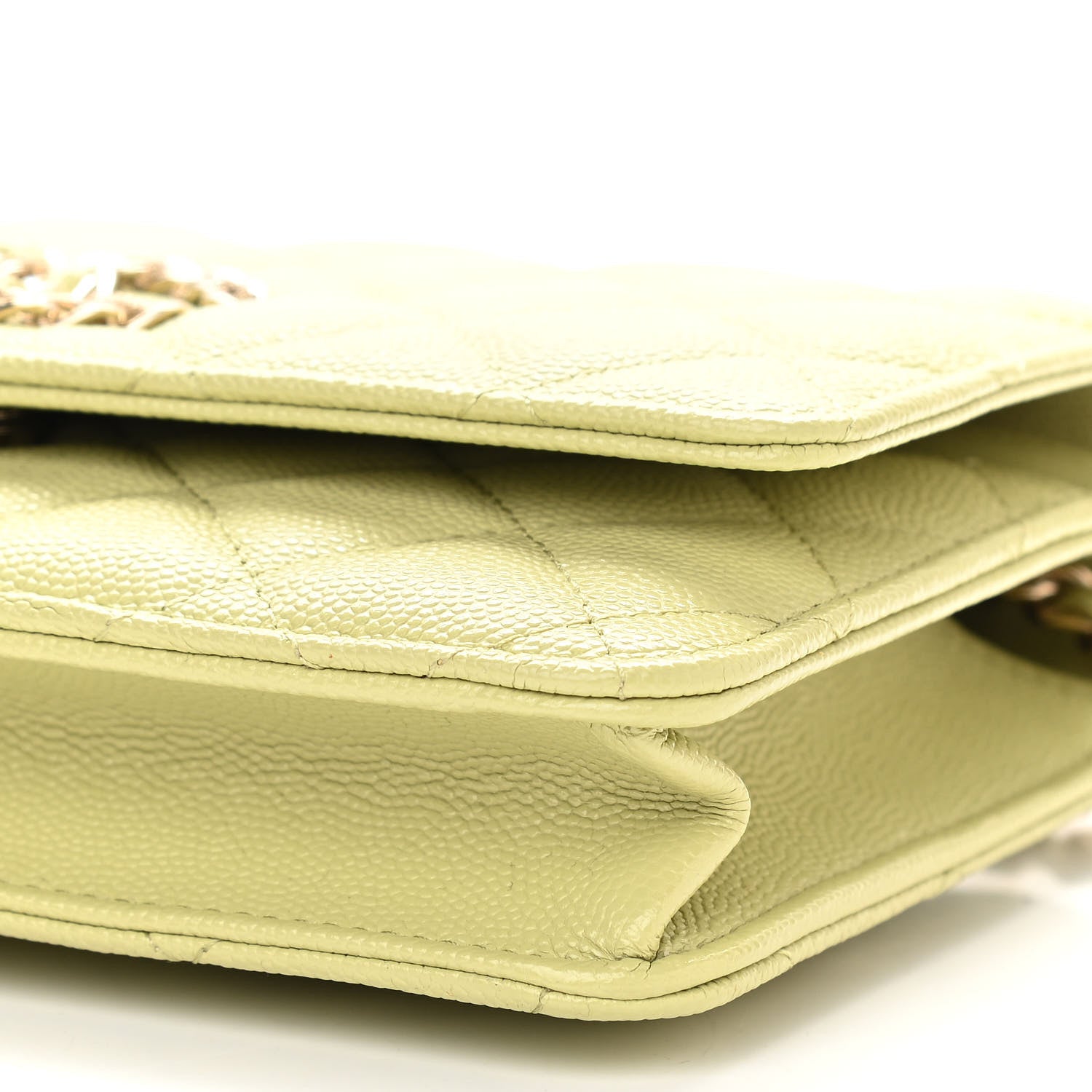 Chanel Caviar Quilted French New Wave Chain CC Wallet On Chain WOC Light Green 11 of 12
