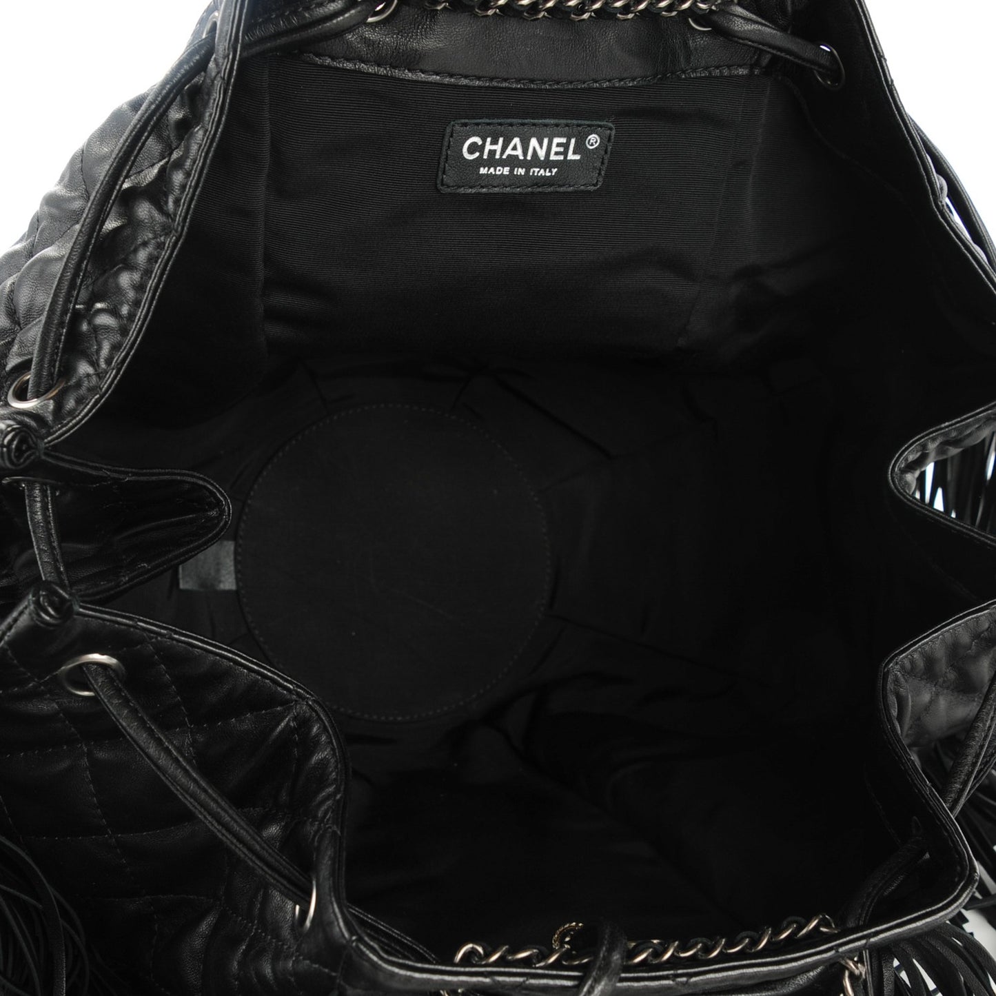 Lambskin Quilted Western Baluchon Fringe Bag Black