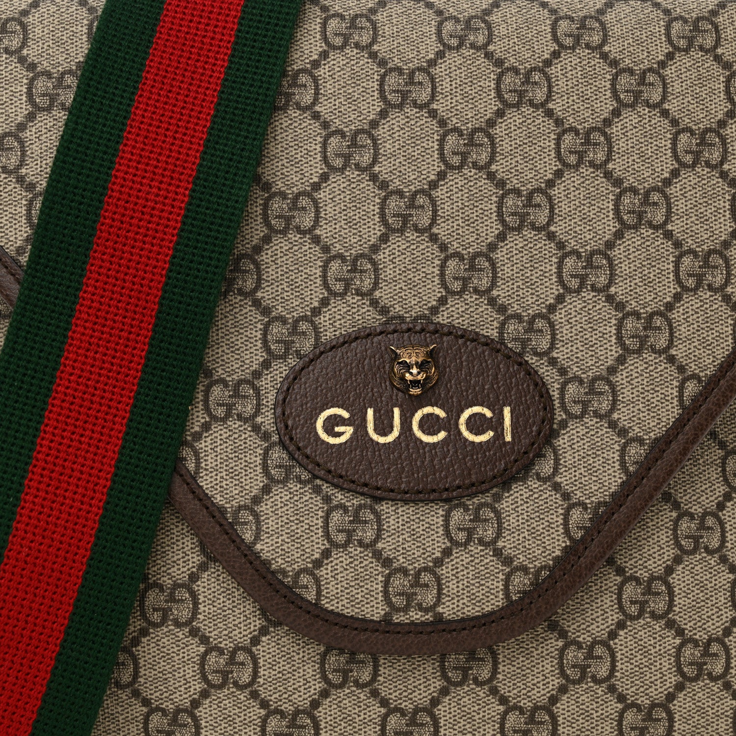 Gucci GG Supreme Monogram Web Medium Neo Vintage Flap Messenger Bag Beige New Acero 8 of 10