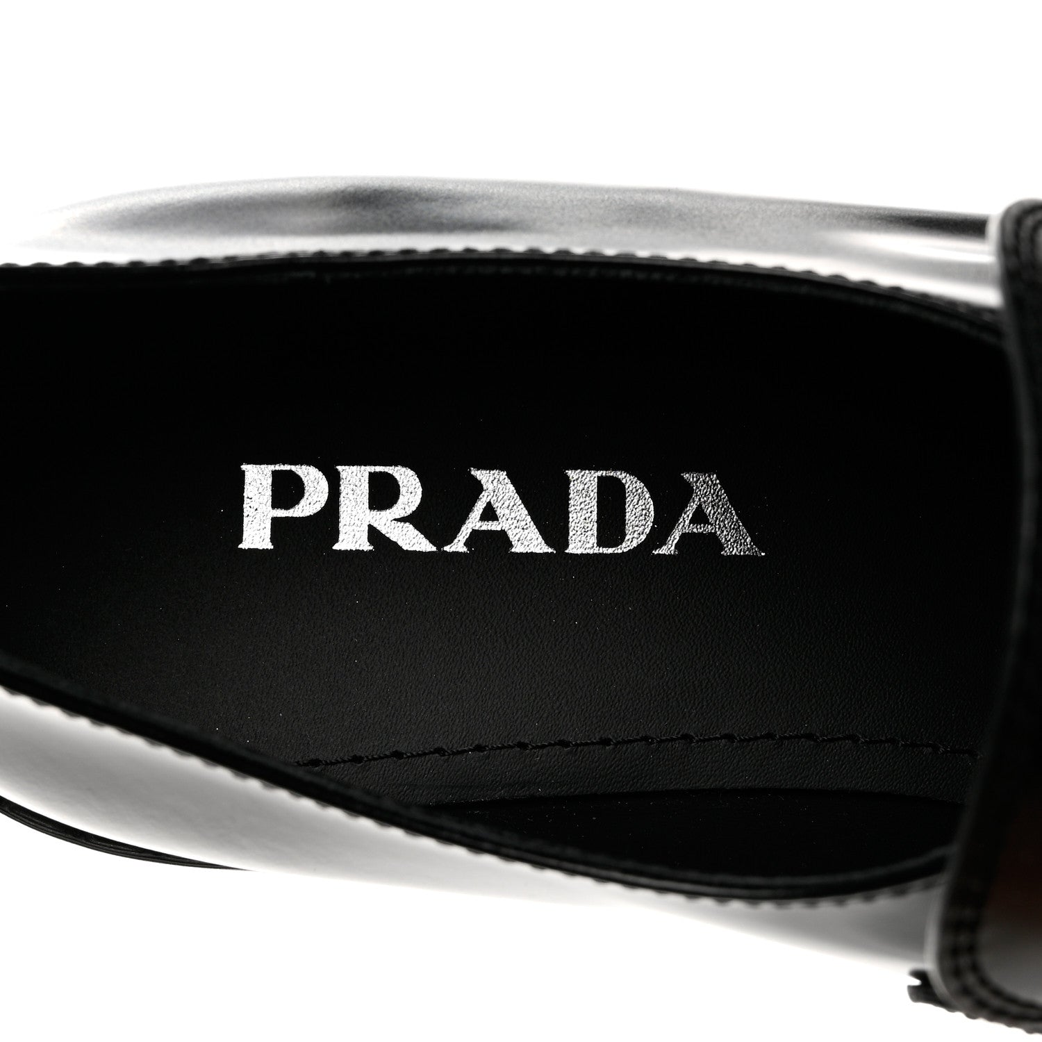 Prada Spazzolato Metal Triangle Logo 50mm Loafers 38.5 Black 7 of 9