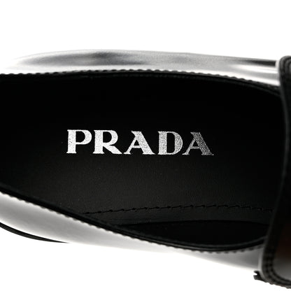 Prada Spazzolato Metal Triangle Logo 50mm Loafers 38.5 Black 7 of 9