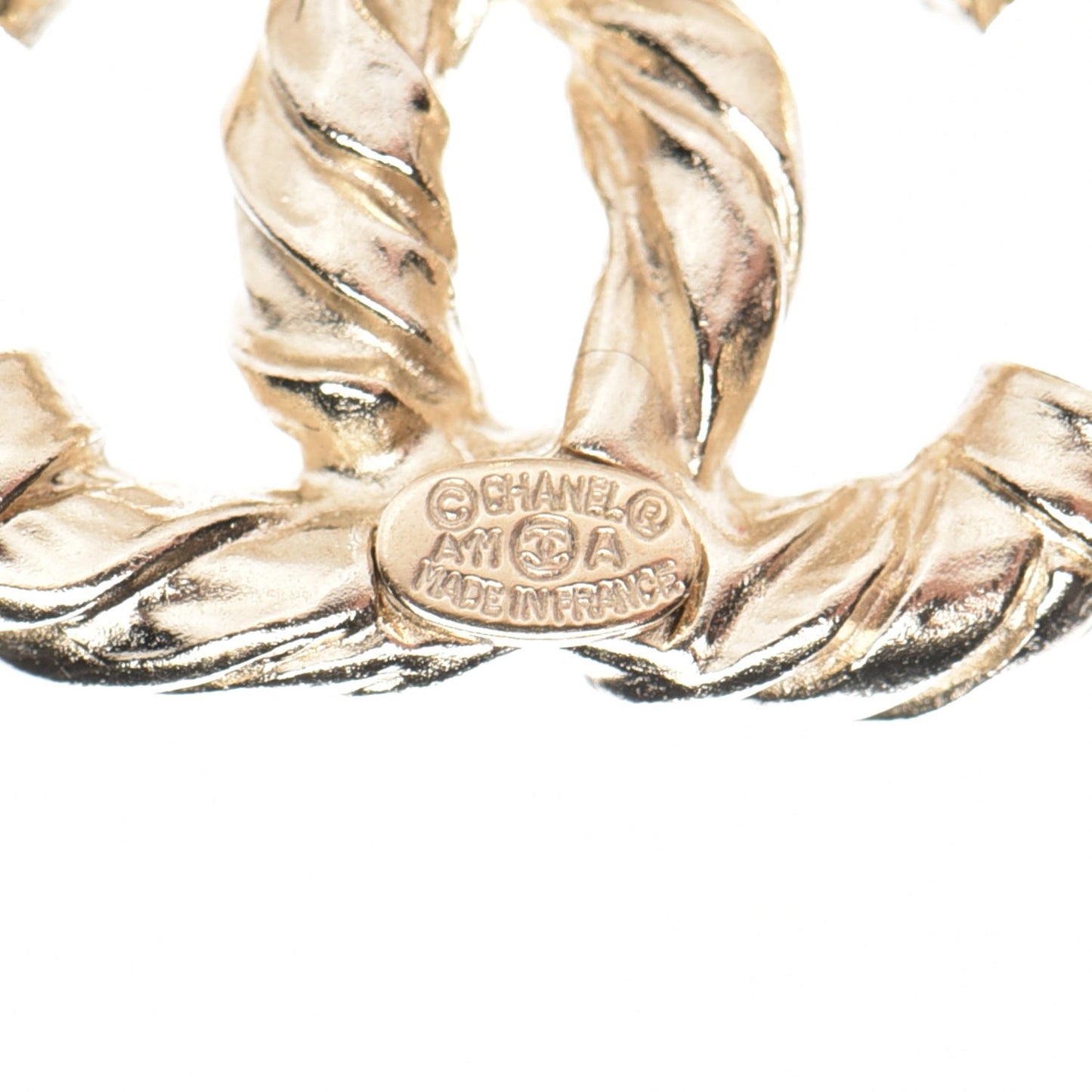 Pearl Resin Twisted CC Earrings Gold