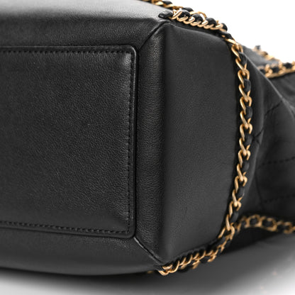Chanel Calfskin Quilted Chain Lines Shopping Tote Black 9 of 10