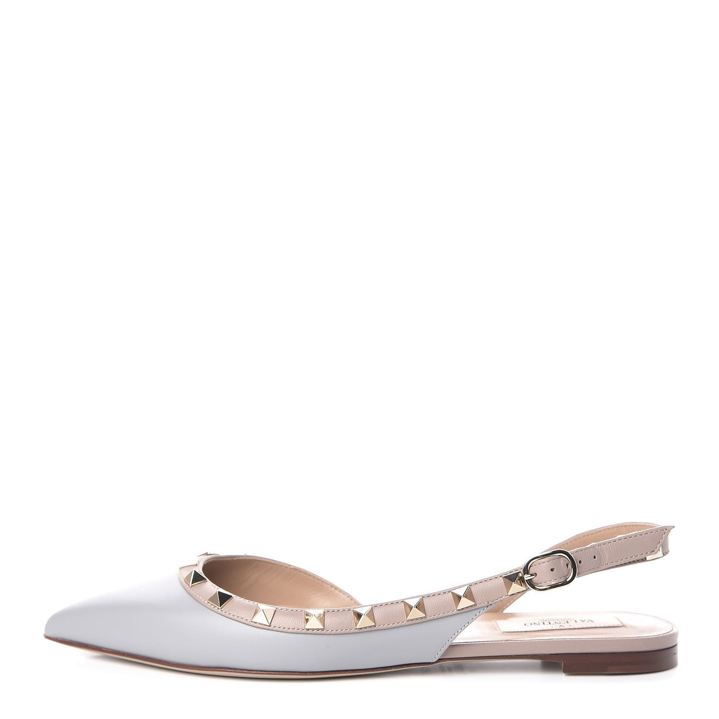 Nappa Rockstud Slingback Flats 36.5 Pastel Grey Poudre