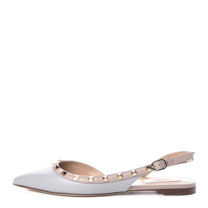 Valentino Garavani Nappa Rockstud Slingback Flats 36.5 Pastel Grey Poudre 1 of 9