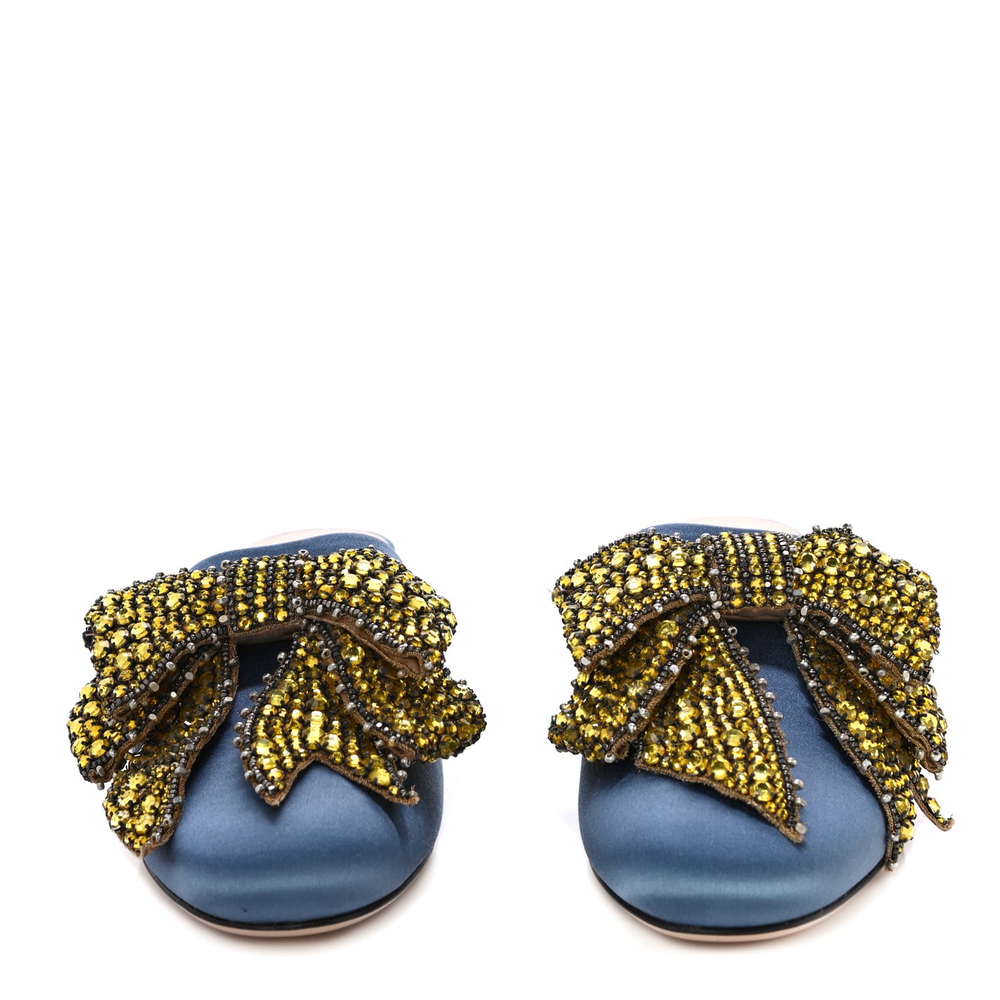 Raso Satin Crystal Embellished Bow Mules 38 Carta Zucchero