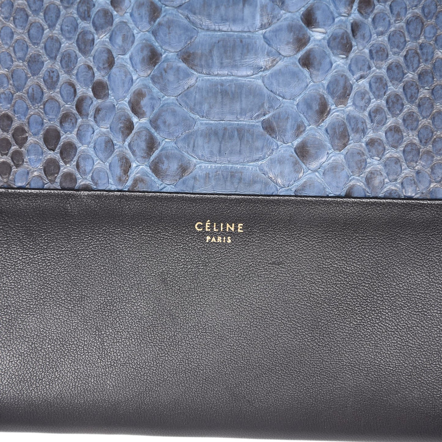 Python Lambskin Solo Clutch Pouch Slate Black