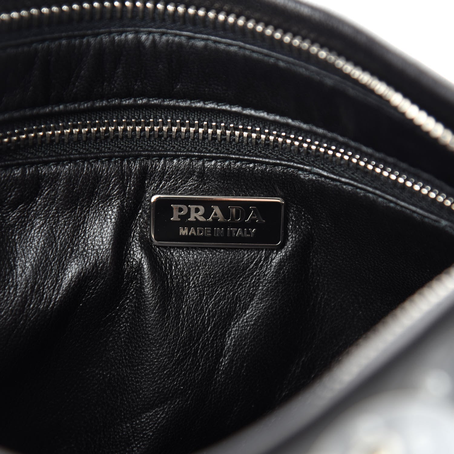 Prada Calfskin Chained Sequin Crossbody Black Transparent 8 of 10