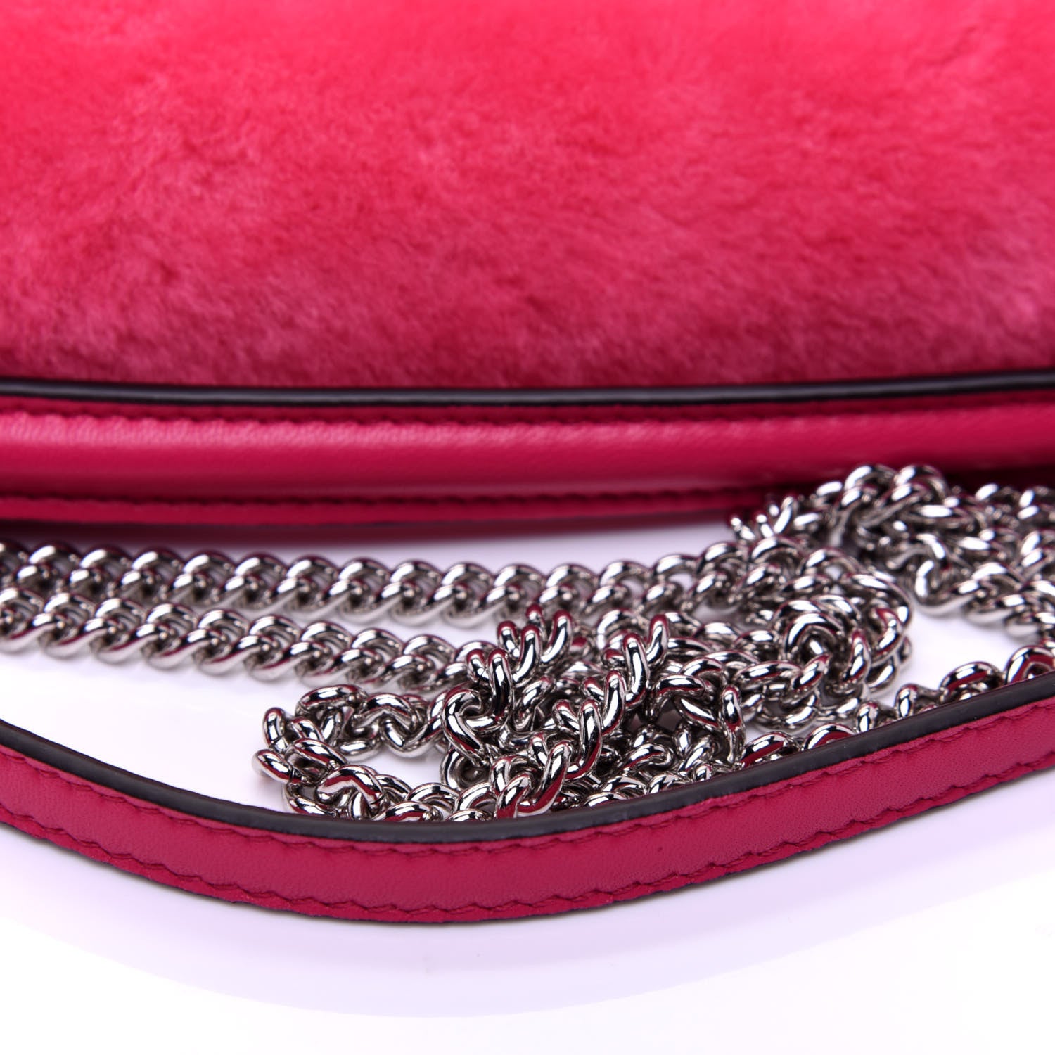 Fendi Shearling Shiny Nappa Mini Baguette Rosa Fluo 11 of 11