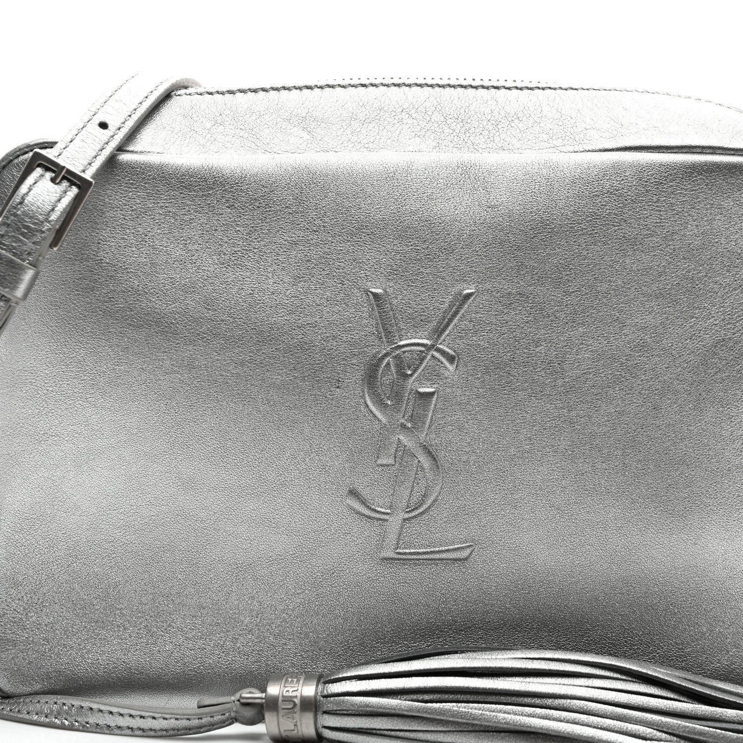 Saint Laurent Metallic Calfskin Monogram Small Lou Camera Bag Silver 7 of 10