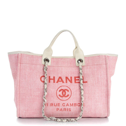 Chanel Canvas Large Deauville Tote Pink 1 of 8