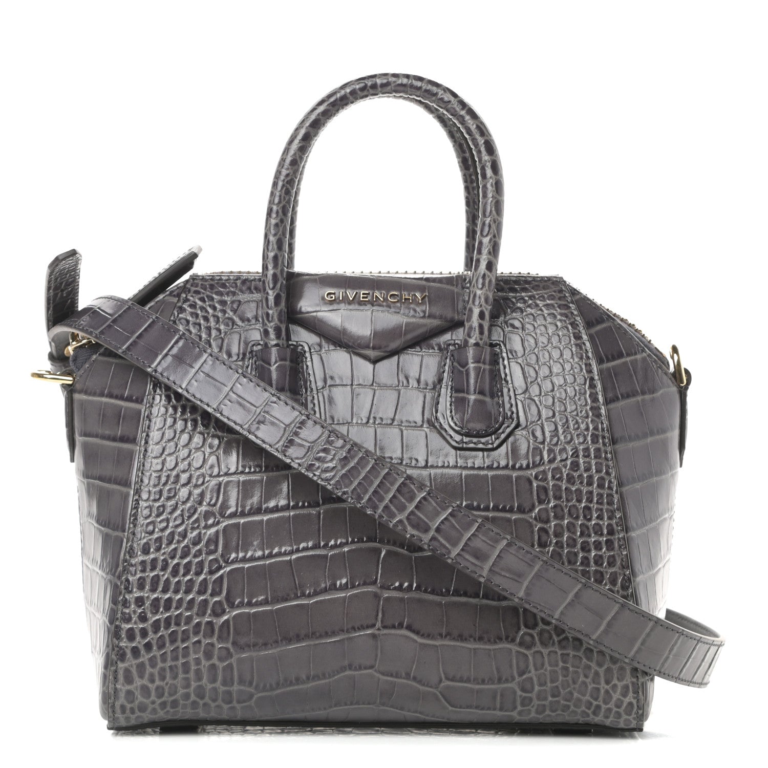 Givenchy Calfskin Crocodile Embossed Mini Antigona Storm Grey 1 of 11