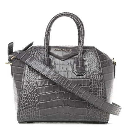 Givenchy Calfskin Crocodile Embossed Mini Antigona Storm Grey 1 of 11