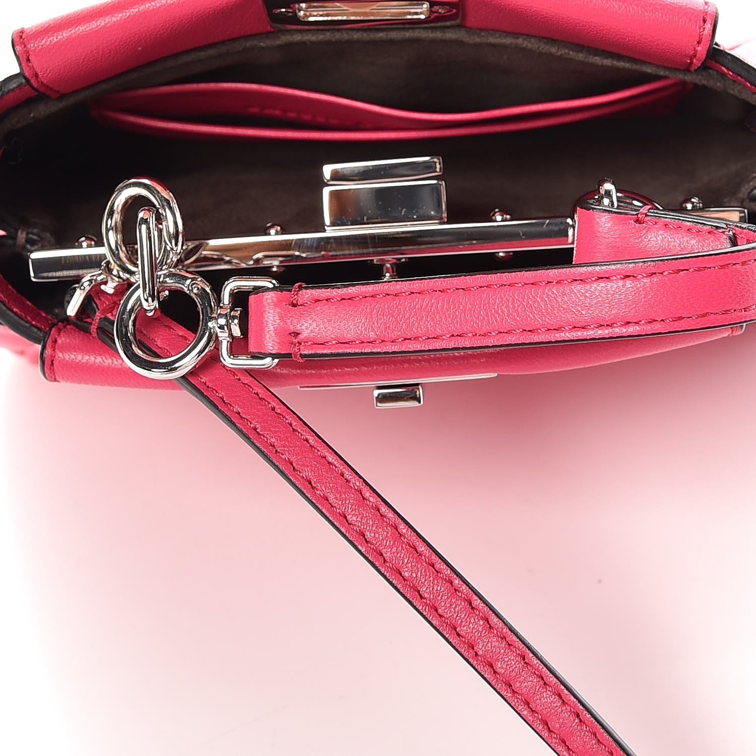 Fendi Shiny Nappa Micro Peekaboo Iconic Satchel Fuxia 5 of 8