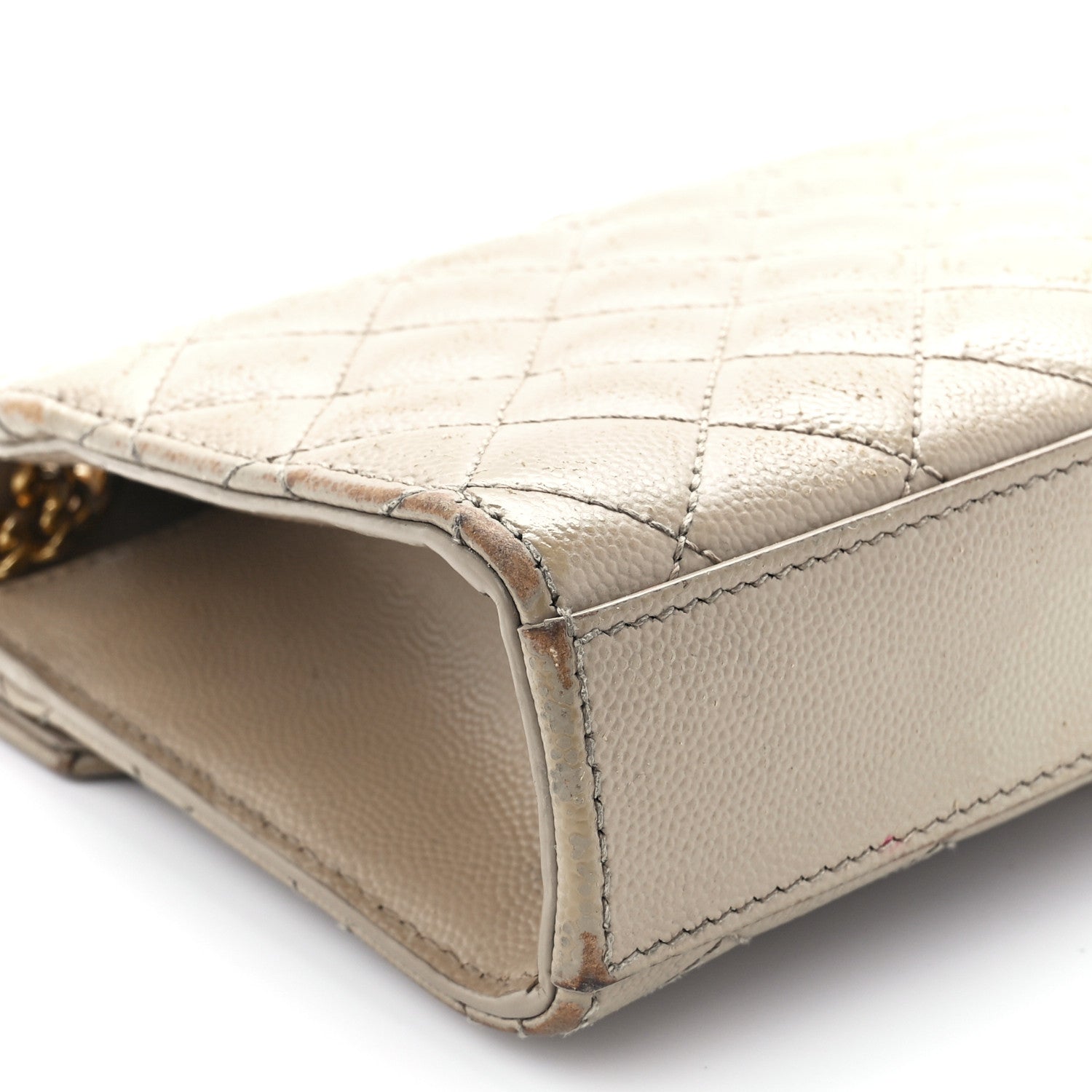 Saint Laurent Grain De Poudre Textured Mixed Matelasse Triquilt Small Monogram Satchel Dark Beige 10 of 11