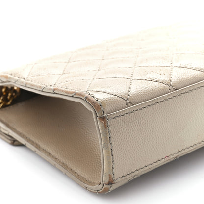 Saint Laurent Grain De Poudre Textured Mixed Matelasse Triquilt Small Monogram Satchel Dark Beige 10 of 11