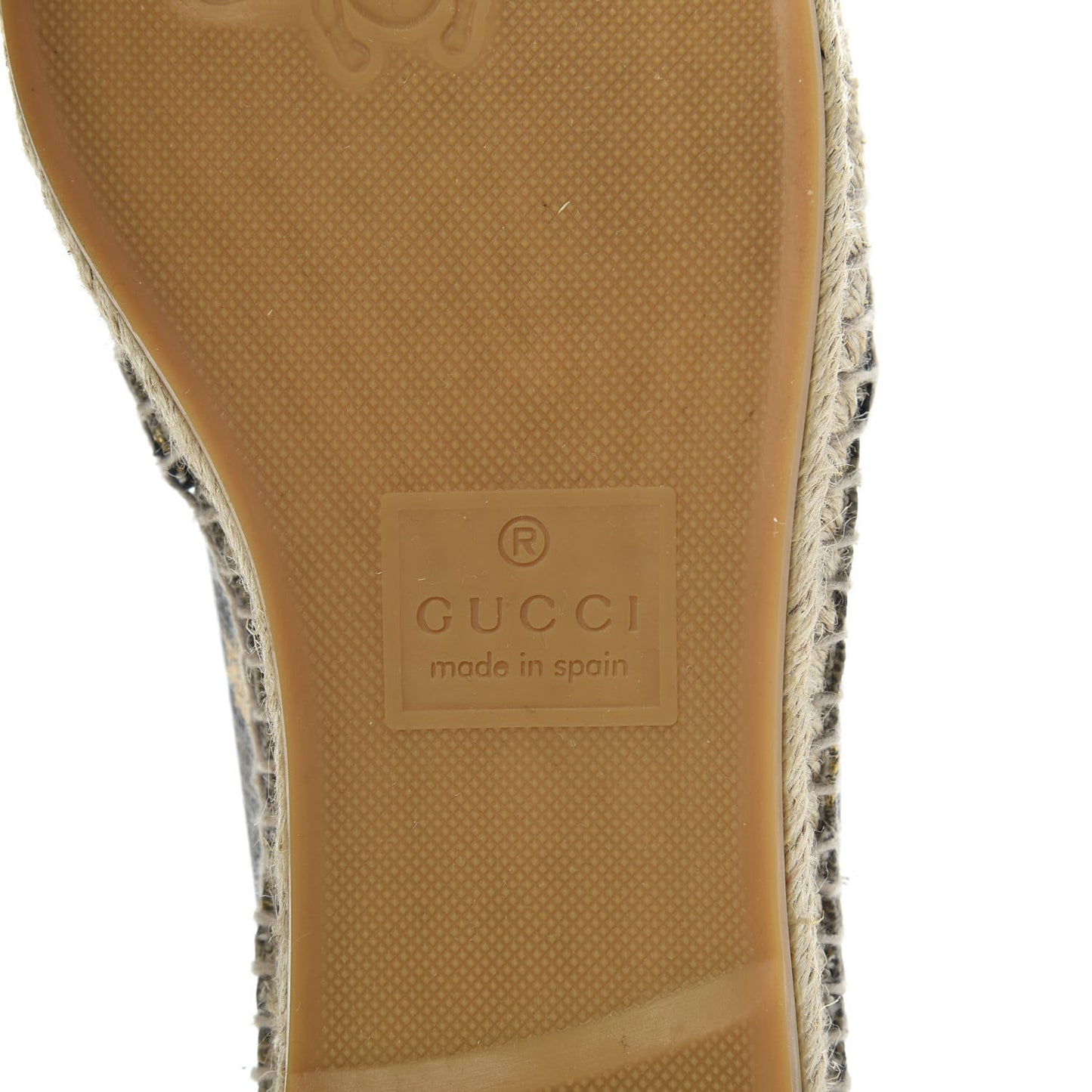 GG Supreme Monogram Bees Espadrille Flats 38.5 Beige Ebony Oro Black