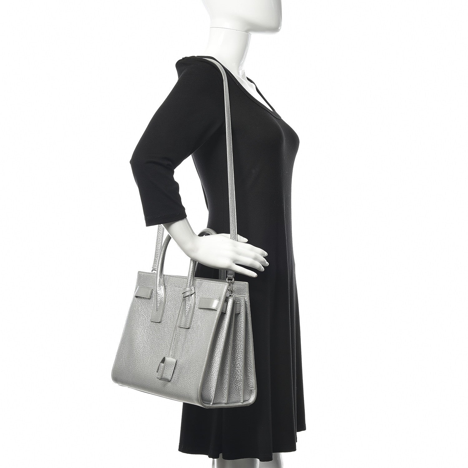 Saint Laurent Metallic Calfskin Small Sac De Jour Silver 2 of 9