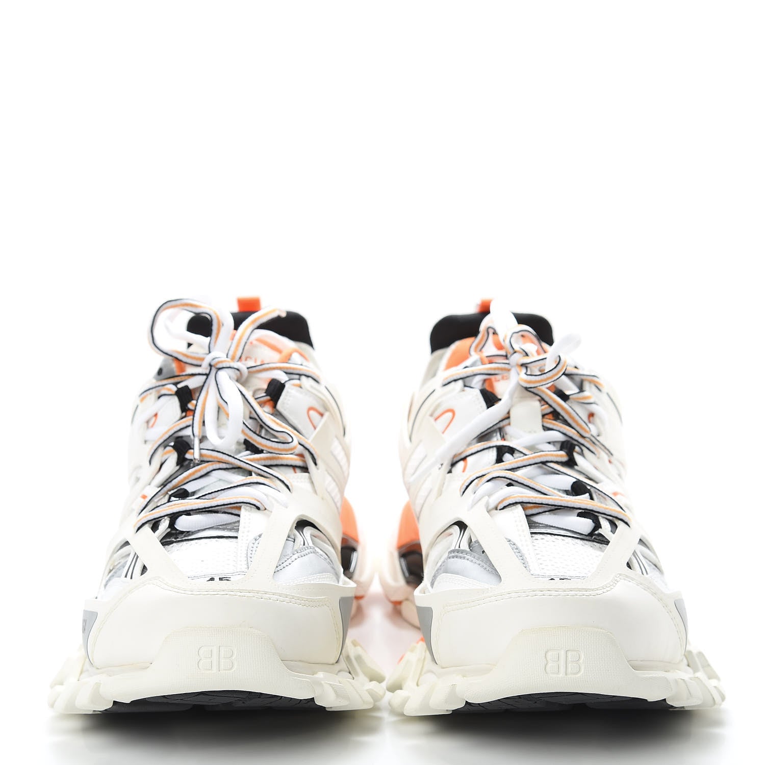 Balenciaga Mesh Nylon Mens Track Sneakers 45 White Orange 2 of 7