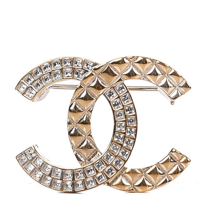 Chanel Baguette Crystal Quilted CC Brooch Gold 1 of 5