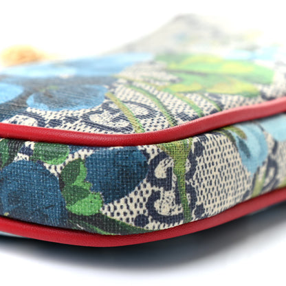 Gucci GG Supreme Monogram Blooms Mini Chain Bag Beige Blue Navy Hibiscus Red 8 of 9