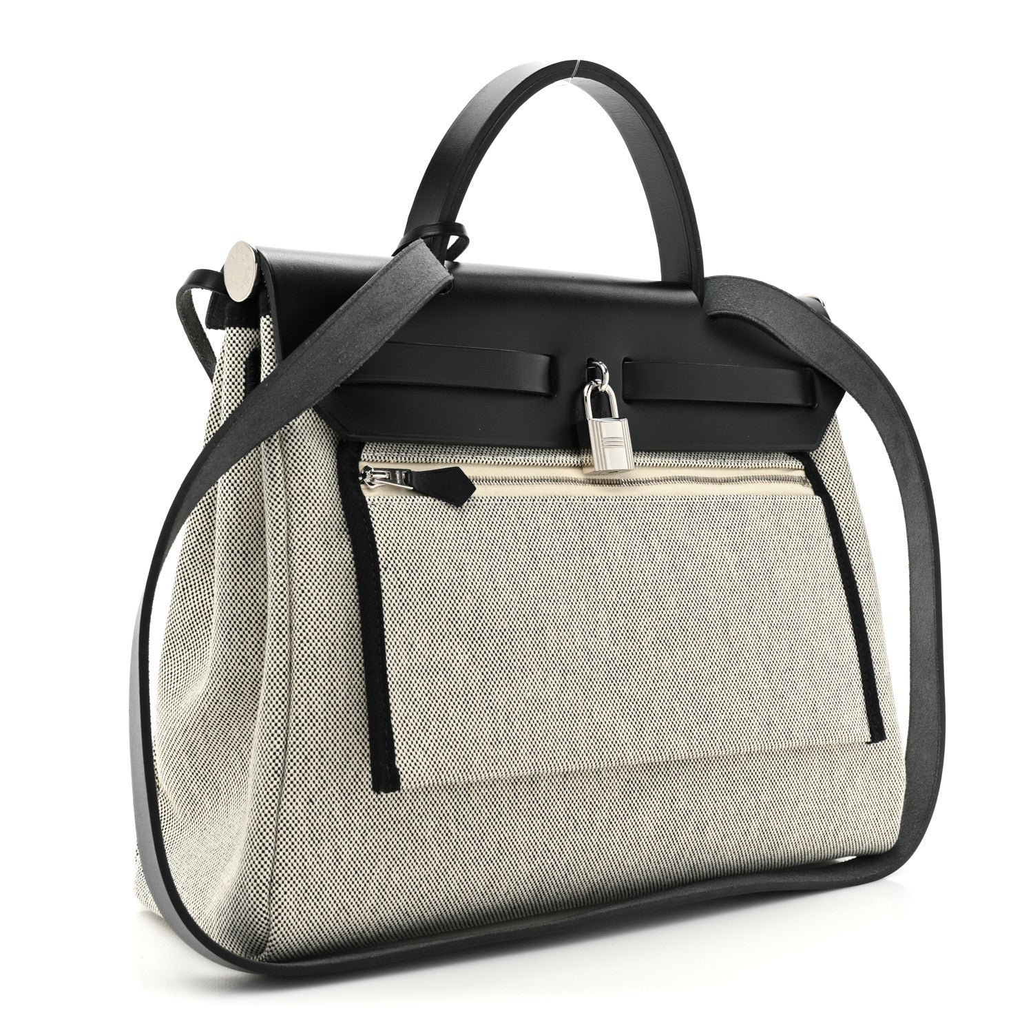 Hermes Vache Hunter Toile H Pegase Pop Herbag Zip Retourne 31 PM Bleu Indigo Ecru Black 4 of 11
