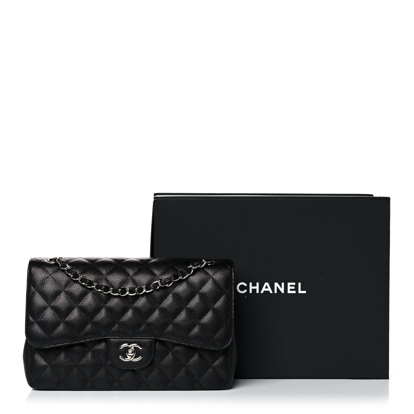 Caviar Quilted Jumbo Double Flap Black
