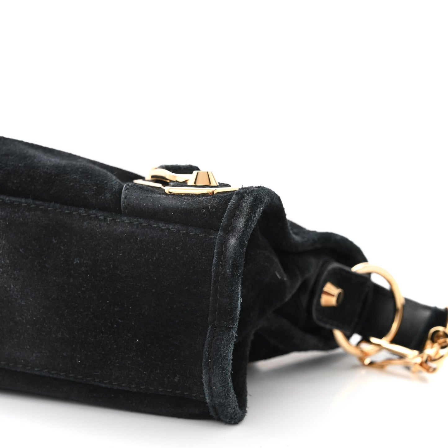 Baby Daim Suede Gold Metallic Edge Hardware Mini City Black