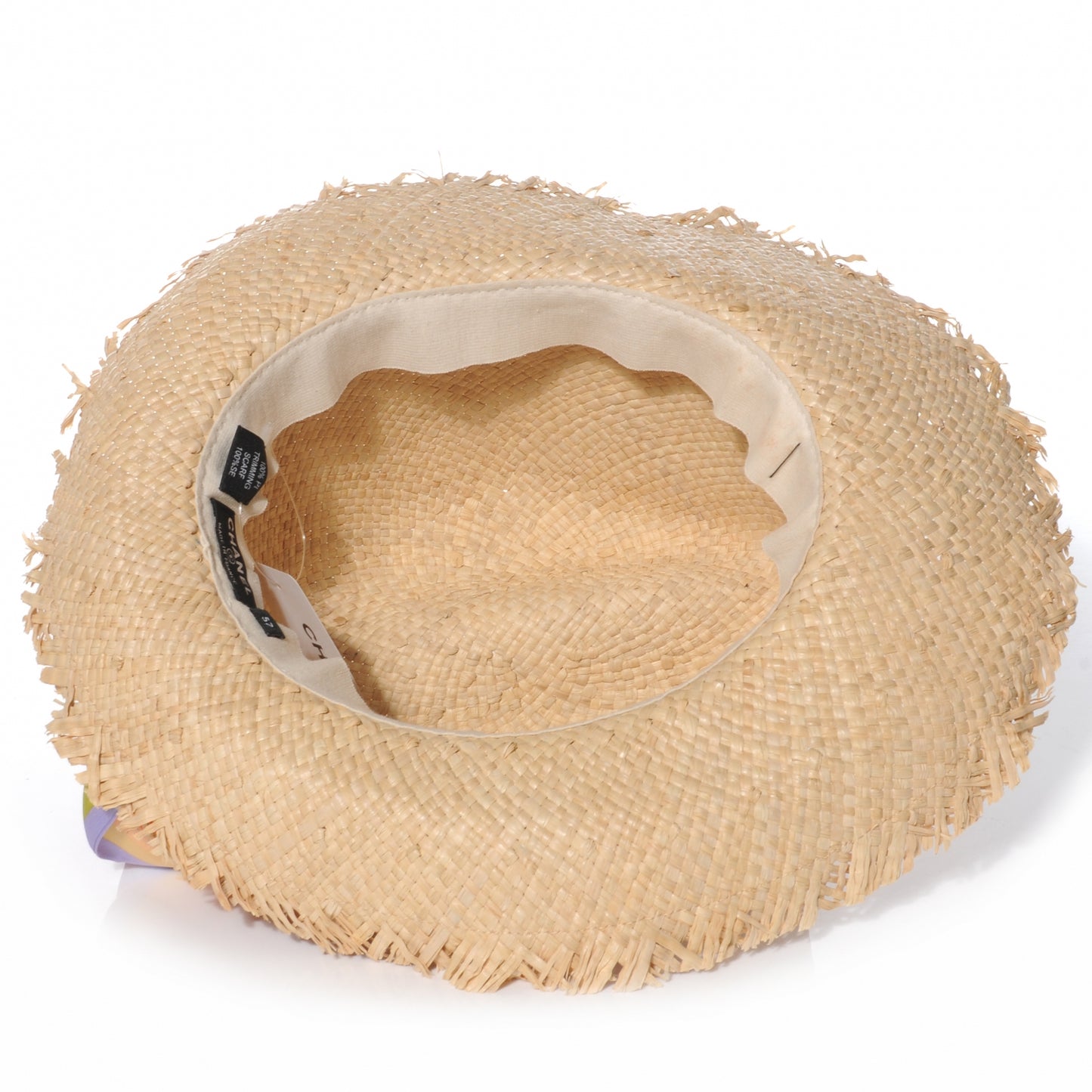 Straw and Silk Scarf Hat Size 57