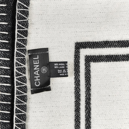 Chanel Merino Wool Cashmere CC Throw Blanket Black White 4 of 4