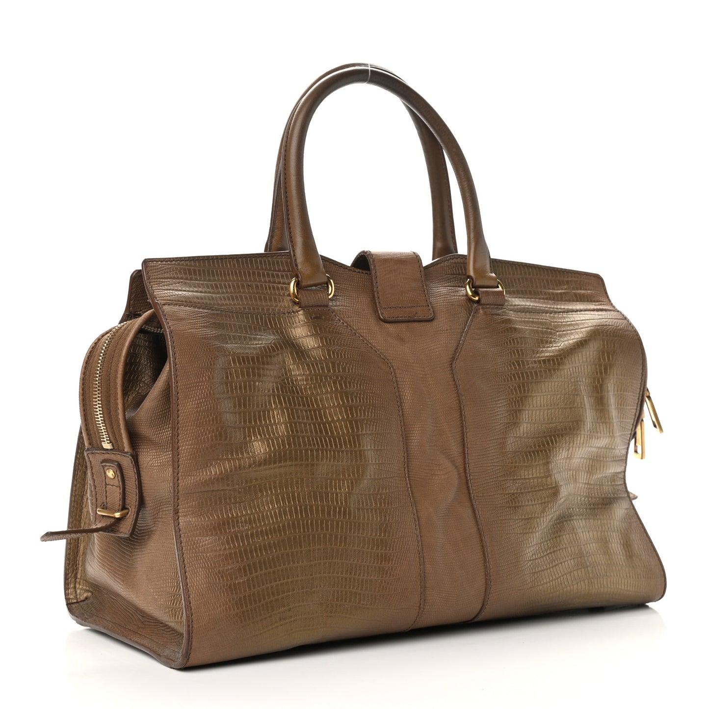 Lizard Calfskin Embossed Medium Cabas ChYc Brown