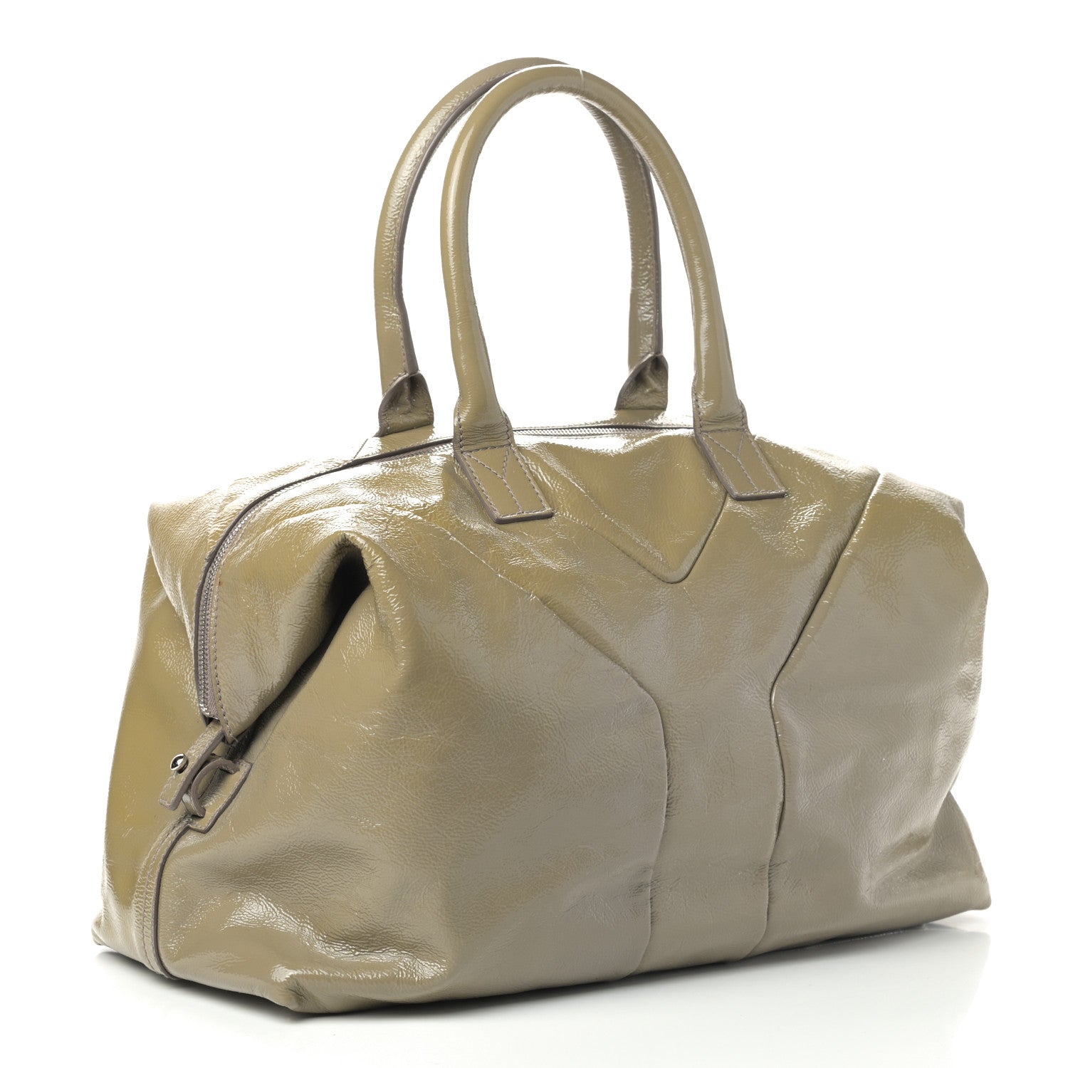 Saint Laurent Textured Patent Medium Easy Sac Taupe 2 of 13