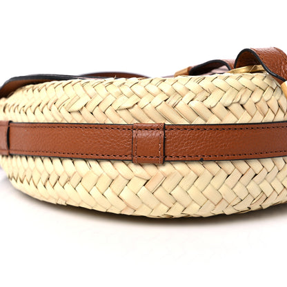 Chloe Raffia Small Grain Calfskin Small Marcie Basket Crossbody Tan 7 of 11