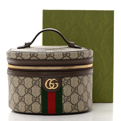 Gucci GG Supreme Monogram Textured Calfskin Web Ophidia Vanity Cosmetic Case Beige Ebony New Acero 9 of 9