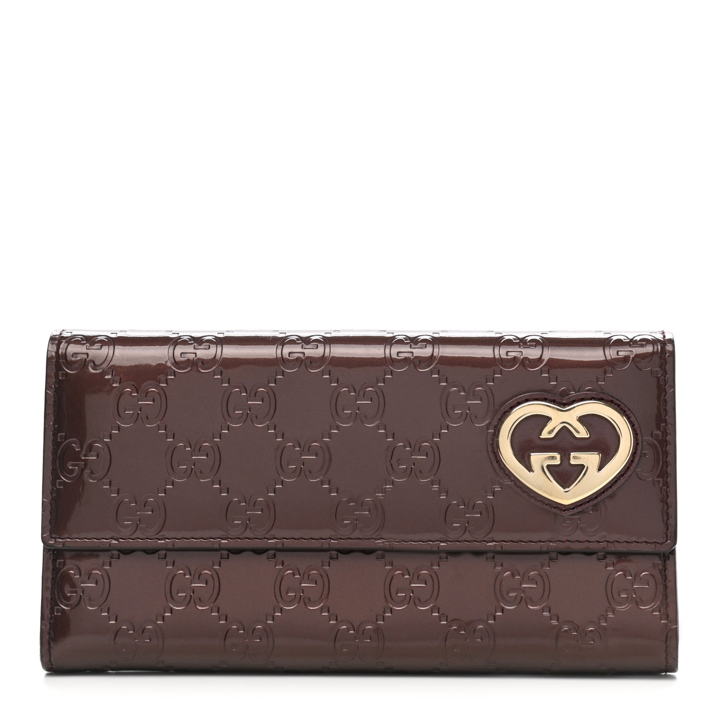 Shine Guccissima Lovely Heart Continental Wallet Scarlatto