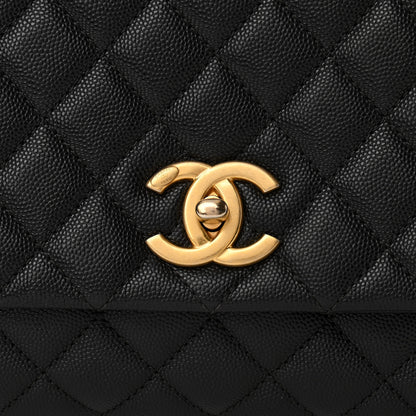 Chanel Caviar Elaphe Quilted Small Coco Handle Flap Black 8 of 10