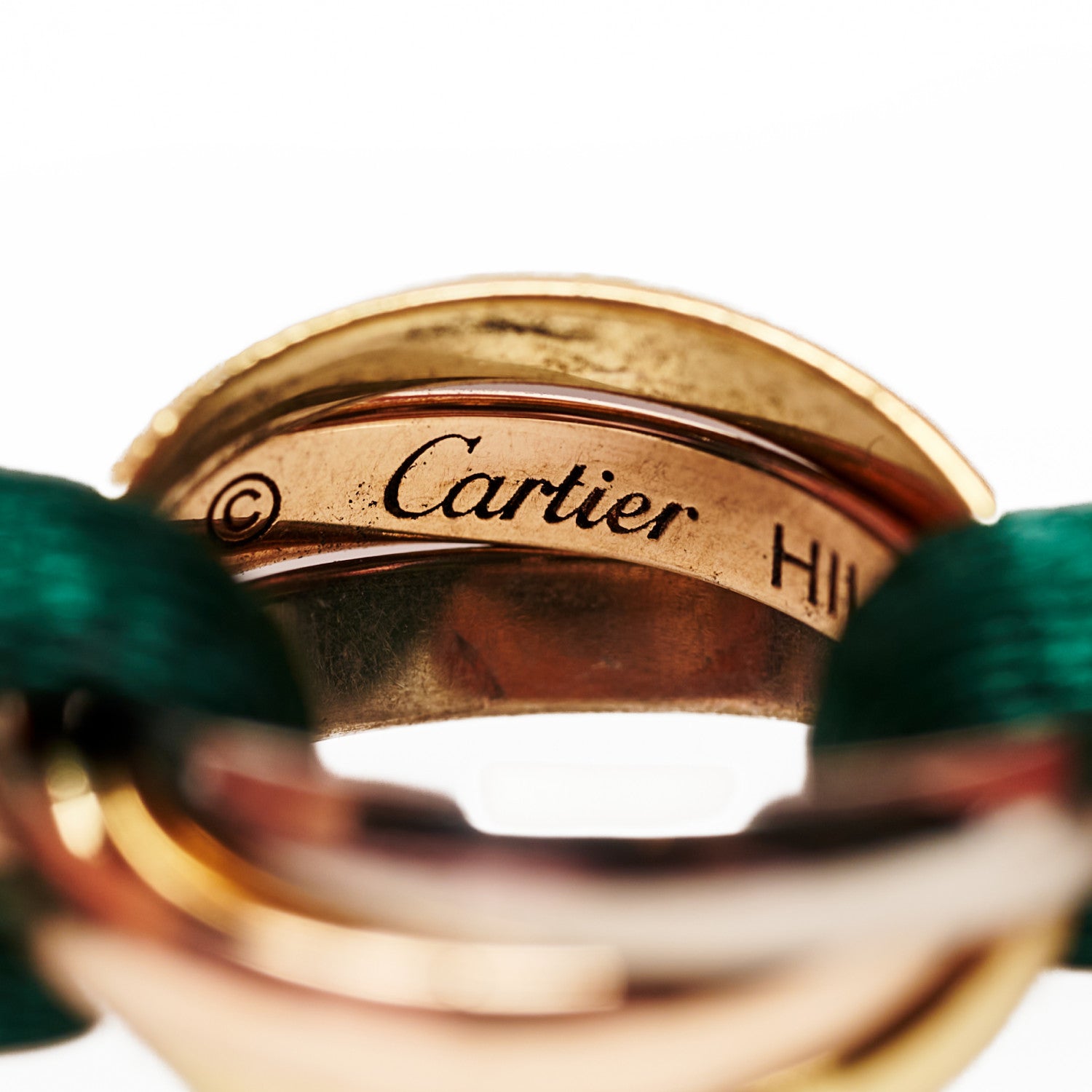 Cartier 18K Pink Yellow White Gold Trinity Adjustable Cord Bracelet Green 3 of 6