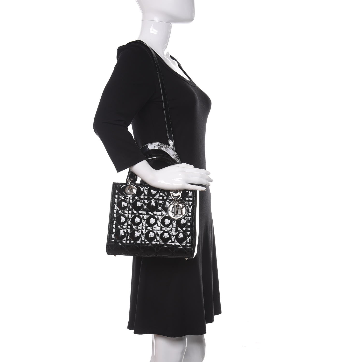 Christian Dior Patent Cannage Medium Lady Dior Black 2 of 10