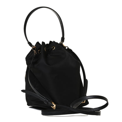 Prada Saffiano Tessuto Nylon Mini Bucket Crossbody Bag Black 3 of 12