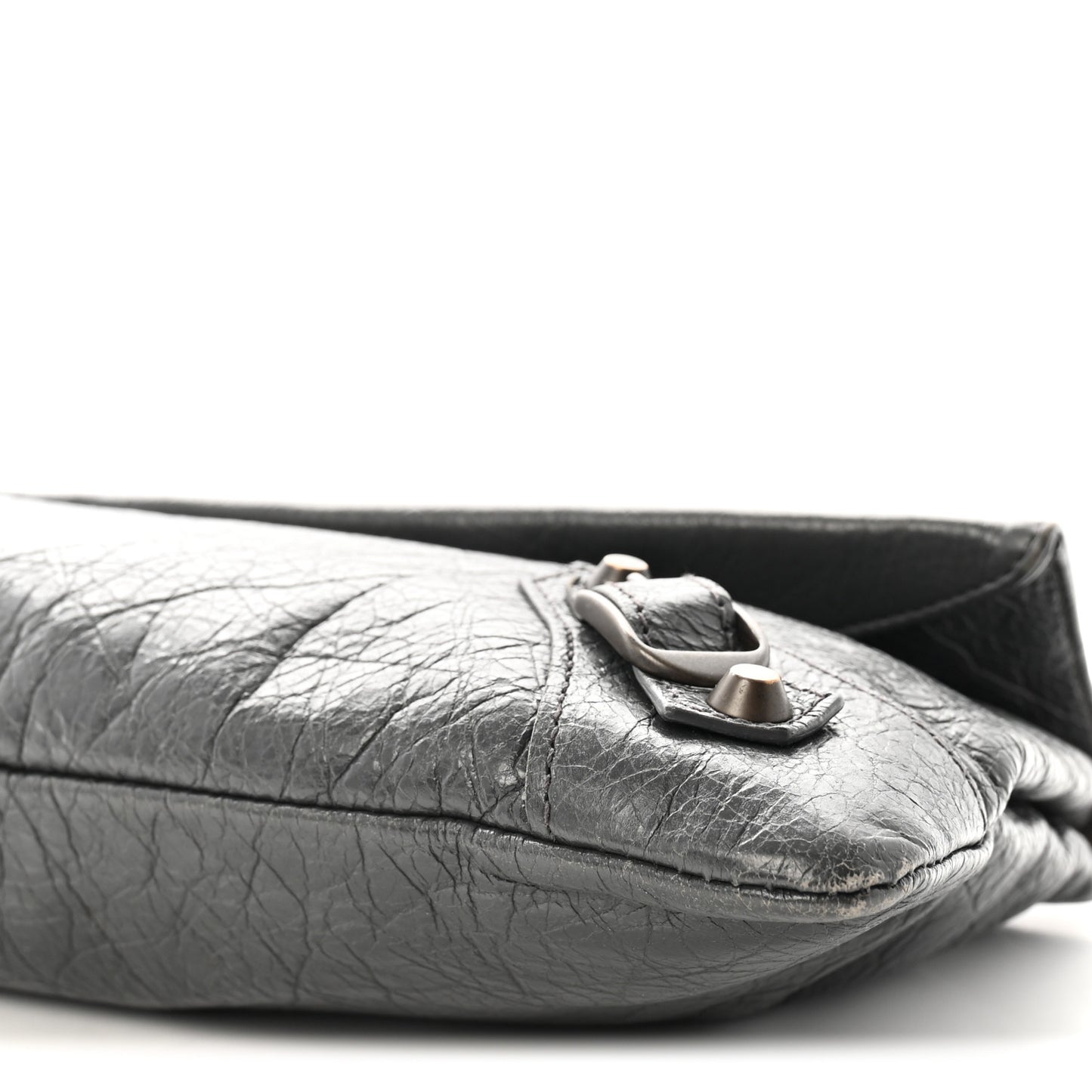Agneau Classic Hardware Envelope Strap Clutch Gris Fossile