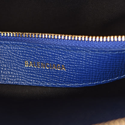 Balenciaga Signature Grained Calfskin Logo S Ville Top Handle Bag Bleu Roi White 6 of 9