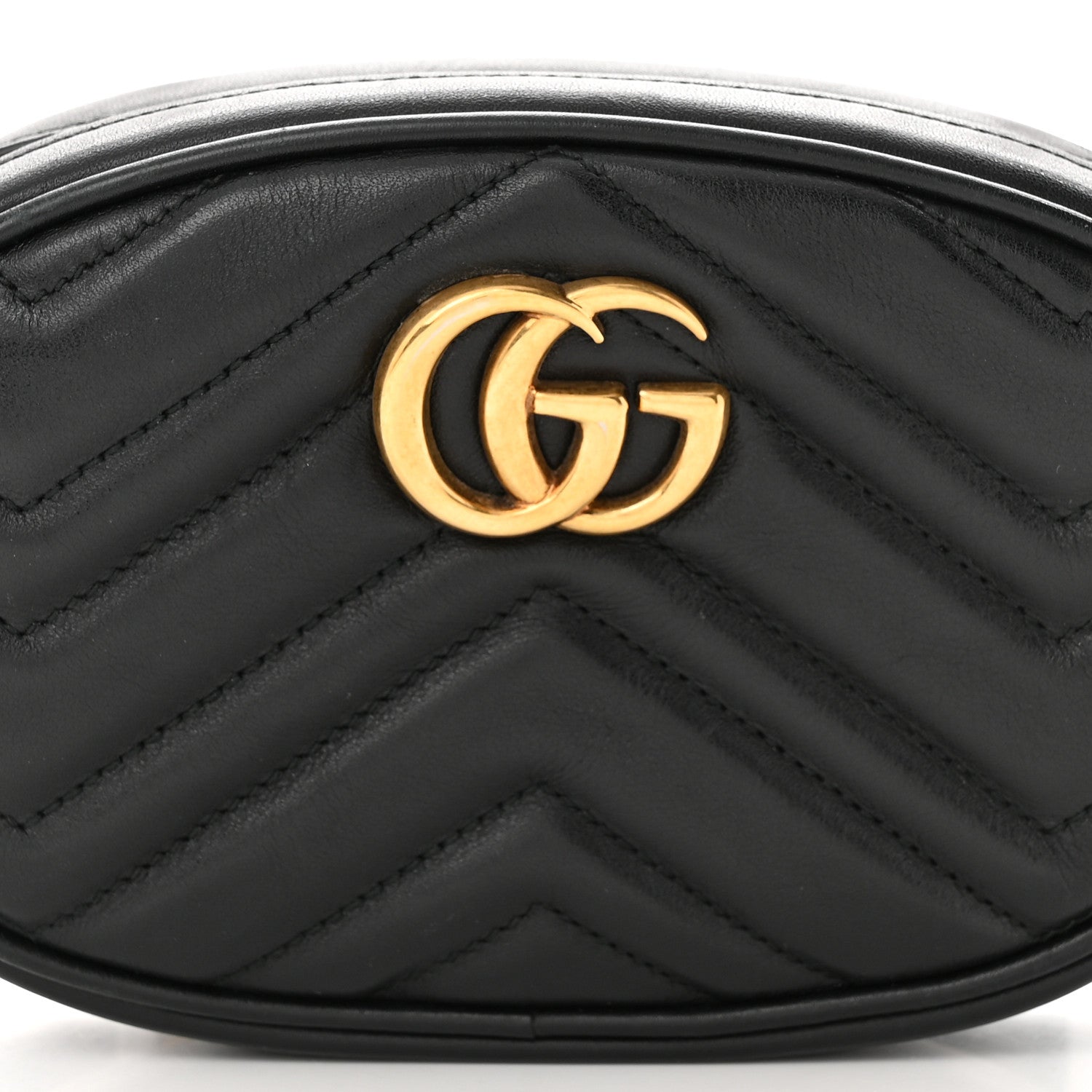 Gucci Calfskin Matelasse GG Marmont Belt Bag 75 30 Black 8 of 14